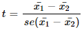 Comparison of means: t-value