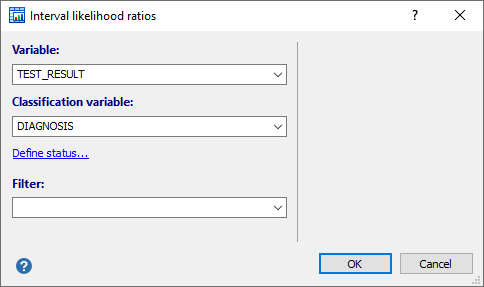 Dialog box for Interval likelihood ratios